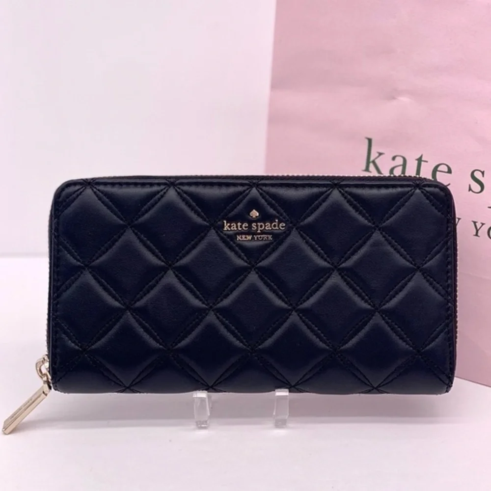 Kate Spade Large Natalia Continental Quilted Leather Wallet Black